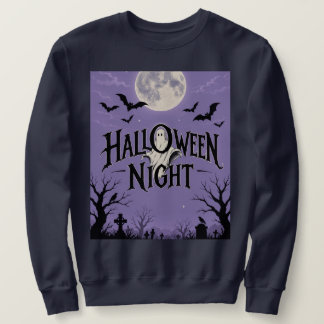 Halloween Natt Spök Mån Gravplats Lång Ärmad Tröja