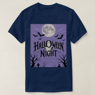 Halloween Natt Spök Måne Kyrkogård T Shirt