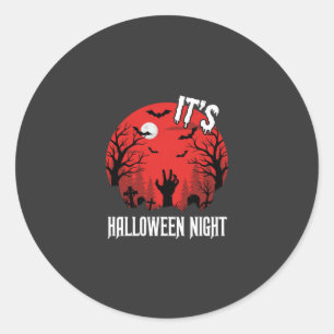 Halloween natt spöklik kyrkogård vektor runt klistermärke