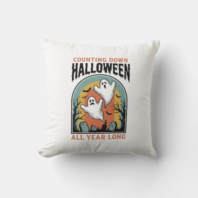 Halloween Nedräkning Skjorta Vintage Kyrkogård Gra Kudde (Framsida)
