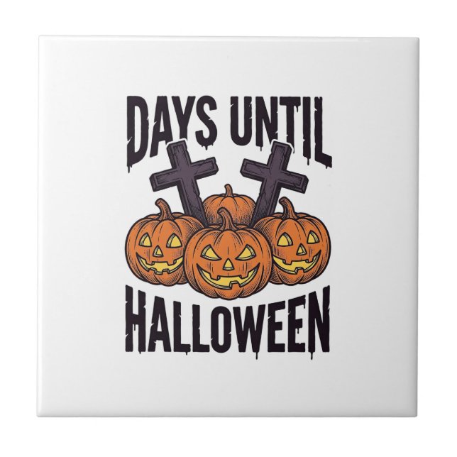 Halloween Nedräkning Skjorta Vintage Pumpa Design_ Kakelplatta (Framsidan)