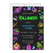 Halloween Neon Costume Party-inbjudan