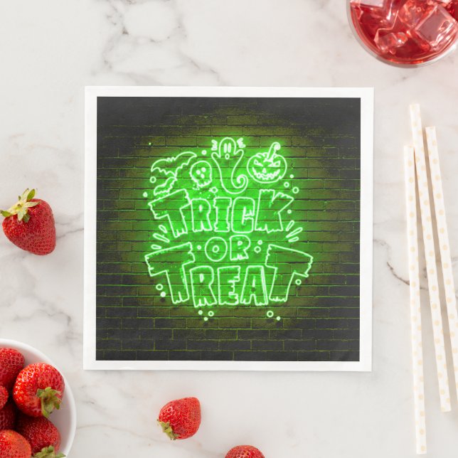 Halloween Neon Glow look Grönt Trick Treat Party Pappersservett (Insitu)