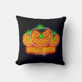 Halloween Neon Glow look Pumpkin Orange Grönt Kudde