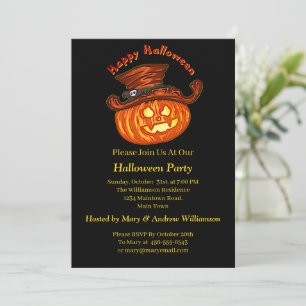 Halloween Neon Glow look Pumpkin Party Inbjudningar