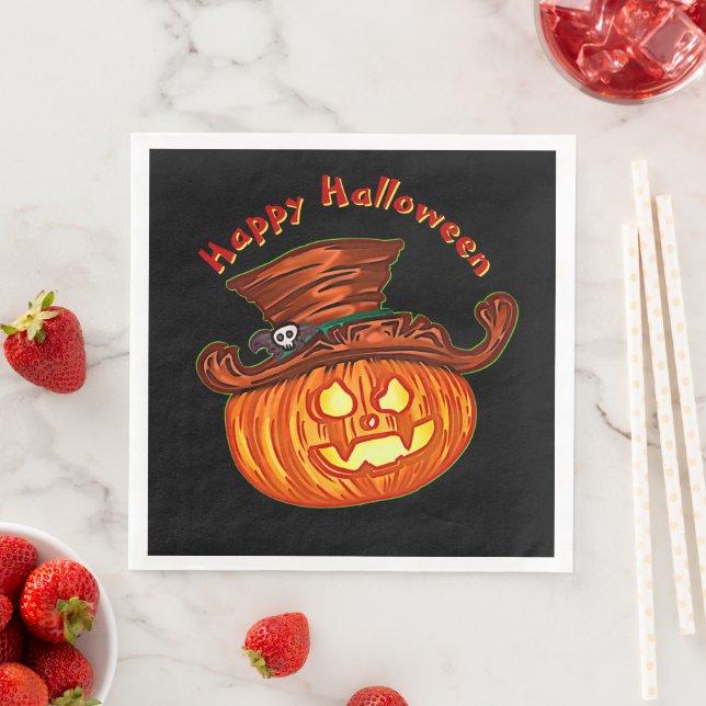 Halloween Neon Glow look Pumpkin Party Pappersservett (Insitu)