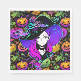 Halloween Neon Häxa Pappersservett