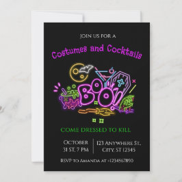 Halloween Neon Party-inbjudan Spöken & Pumpkins Inbjudningar