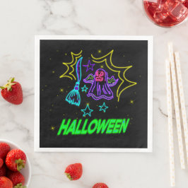 Halloween Neon Se Lila Ghost Broom Party Pappersservett