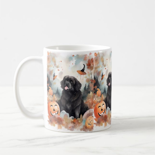 Halloween Newfoundland Med Pumpa Skräck  Kaffemugg (Vänster)