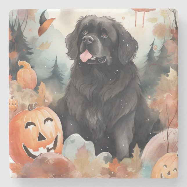 Halloween Newfoundland Med Pumpa Skräck  Stenunderlägg (Framsidan)