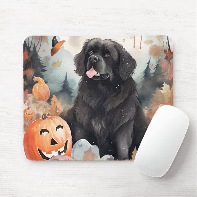Halloween Newfoundland Med Pumpa Skräckinjagande Musmatta (Med mus)