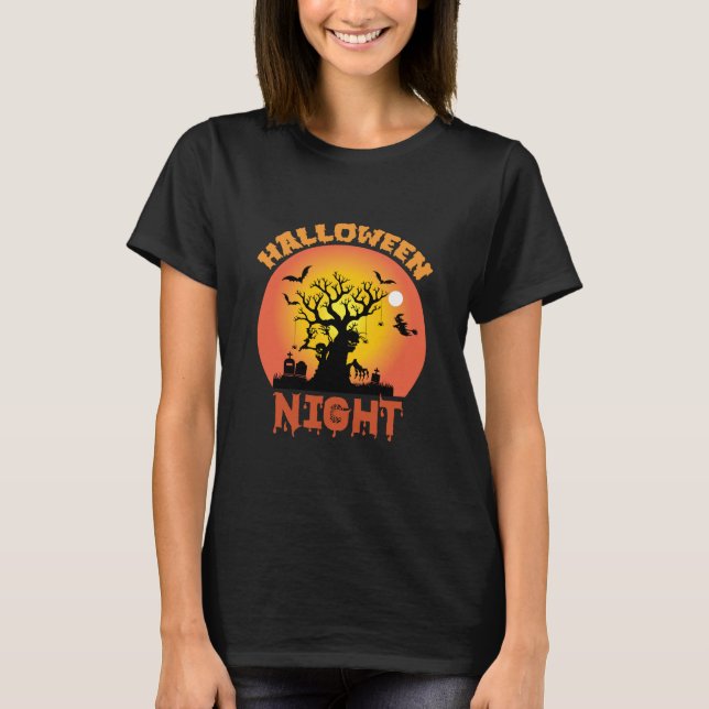 Halloween Night Birthday T Shirt (Framsida)