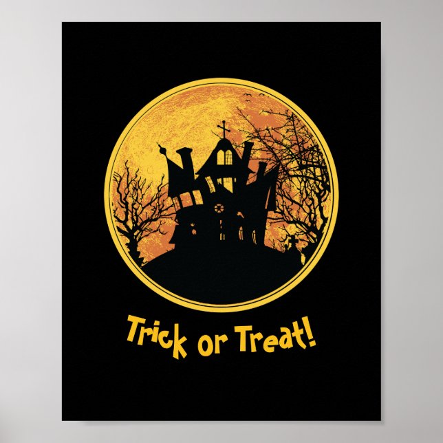Halloween Night Bus eller godis Full Moon House Poster (Framsidan)