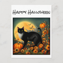 Halloween Night Cat T-Shirt Vykort