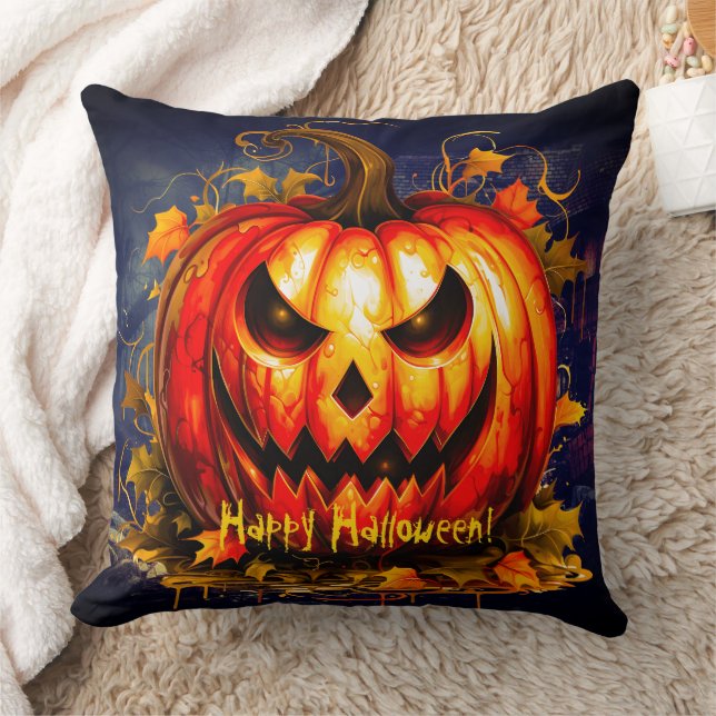 Halloween Night Creepy Pumpkin Kudde (Filt)