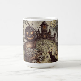 Halloween Night : Den skrämmande svarta pumpavakt Magisk Mugg