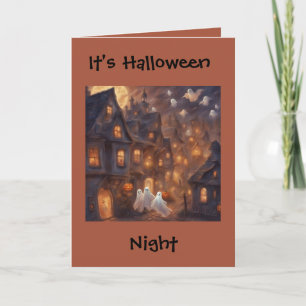 Halloween Night Dikt när spöken flyger Hälsning Kort