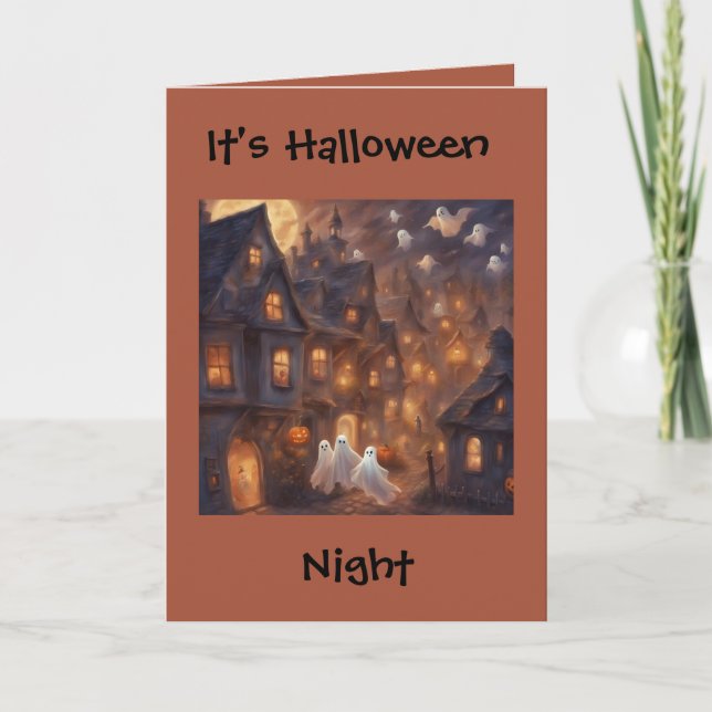 Halloween Night Dikt när spöken flyger Hälsning Kort (Framsida)