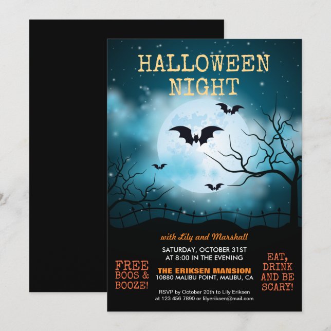 Halloween Night Halloween fest | Inbjudan (Fram/baksida)