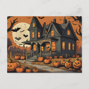 Halloween Night Haunted House of Horror Helg Vykort