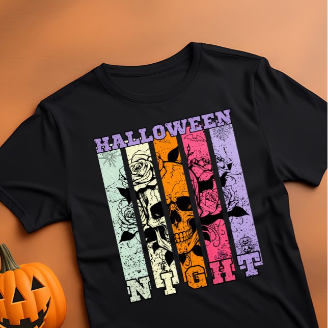 Halloween Night Pastel Färg Skull T Shirt (Skapare uppladdad)