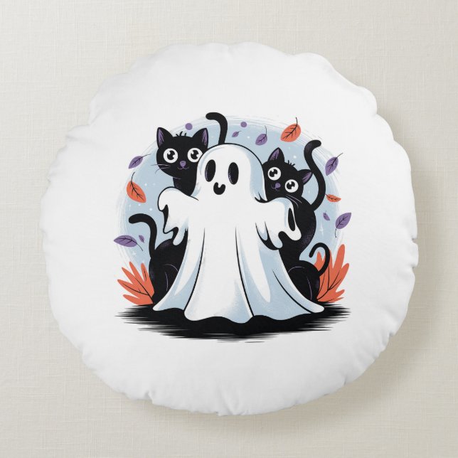 Halloween Night Prowl Rund Kudde (Framsidan)