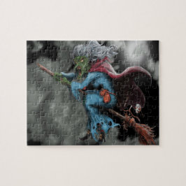 Halloween Night Scary Flies Witch Skull Pussel