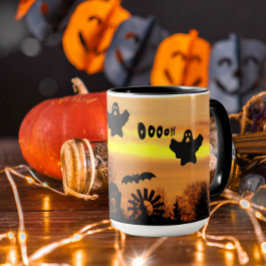 Halloween Night Scary Spöken och Fladdermöss Mugg