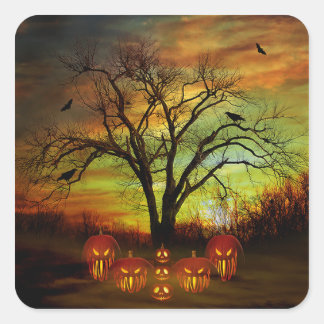 Halloween Night Stickers Fyrkantigt Klistermärke