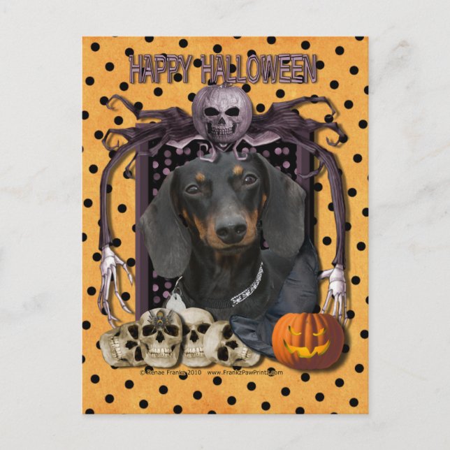 Halloween Nightmare - Dachshund - Winston Vykort (Framsida)