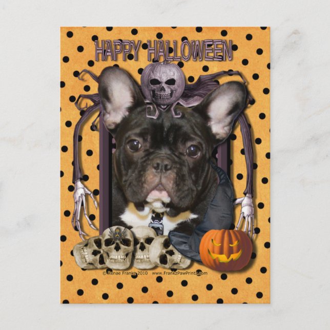 Halloween Nightmare - Fransk Bulldog - Teal Vykort (Framsida)