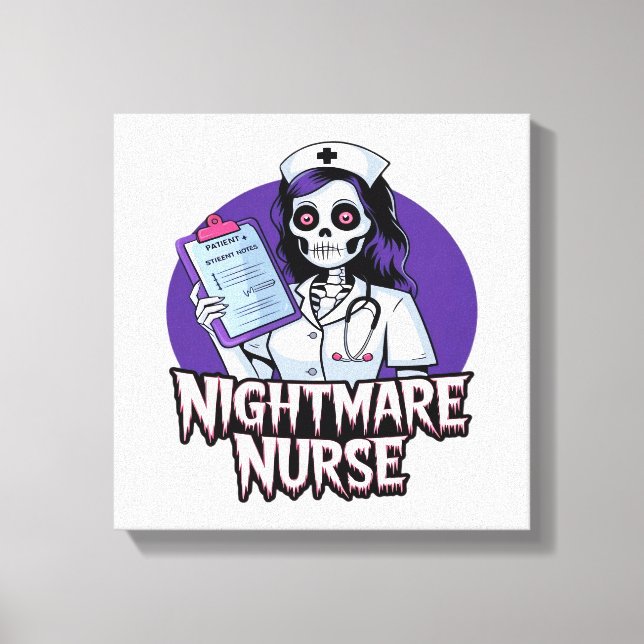 Halloween Nightmare Sjuksköterska Classic T-Shirt Canvastryck (Framsida)