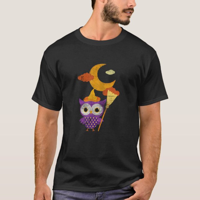 Halloween Nights Cute Uggla Witch Hat Kawaii Desig T Shirt (Framsida)