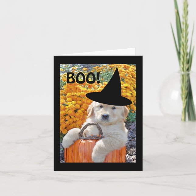 Halloween noterar den roliga valphäxan kortet kort (Framsida)