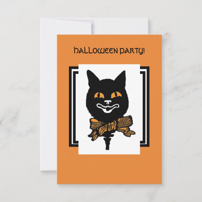 HALLOWEEN NOUVEAU BLACK CAT Gift Märkre Inbjudningar (Framsida)