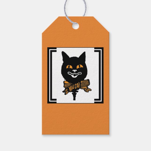HALLOWEEN NOUVEAU BLACK CAT Gift Märkre Presentetikett (Framsidan)