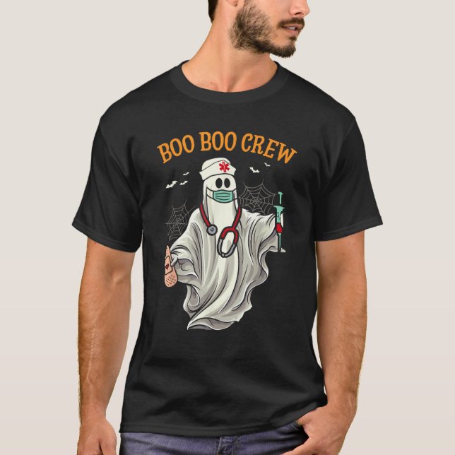 Halloween Nurse Boo Crew Funny Health Worker Ghost T Shirt (Framsida)