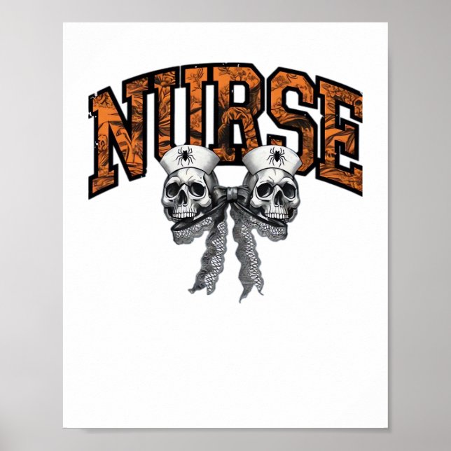 Halloween Nurse Coquette Bow Classic T-Shirt Poster (Framsidan)