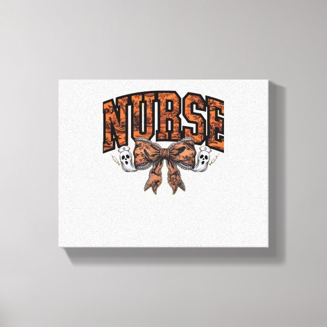 Halloween Nurse Coquette Bow Spooky Classic T-Shir Canvastryck (Framsida)