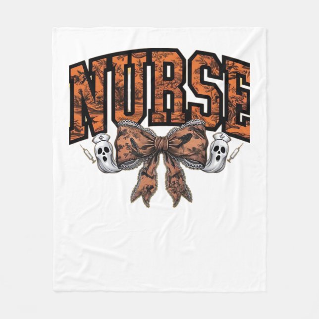 Halloween Nurse Coquette Bow Spooky Classic T-Shir Fleecefilt (Framsidan)