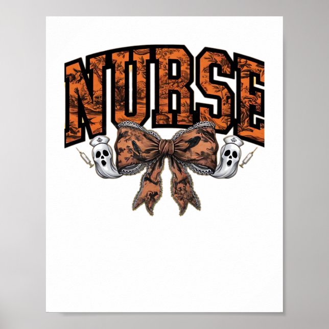 Halloween Nurse Coquette Bow Spooky Classic T-Shir Poster (Framsidan)