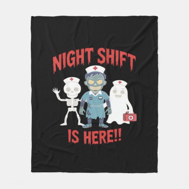 Halloween Nurse Funny Ghost Skeleton Zombie Essent Fleecefilt (Framsidan)
