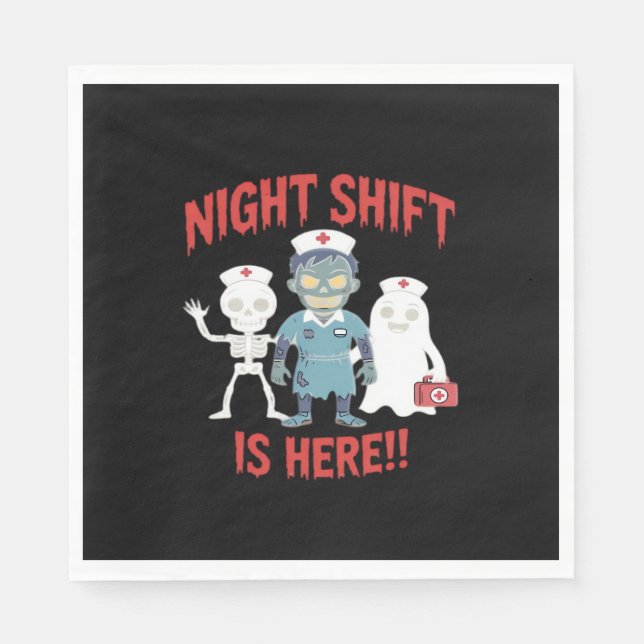 Halloween Nurse Funny Ghost Skeleton Zombie Essent Pappersservett (Framsidan)