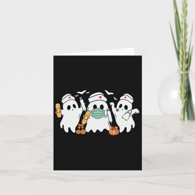 Halloween Nurse Ghost Nurses Medical Halloween Hea Kort (Framsida)