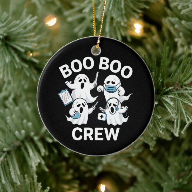 Halloween Nurse Gift Boo Crew Nurse Julgransprydnad Keramik (Träd)