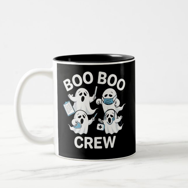 Halloween Nurse Gift Boo Crew Nurse Två-Tonad Mugg (Vänster)