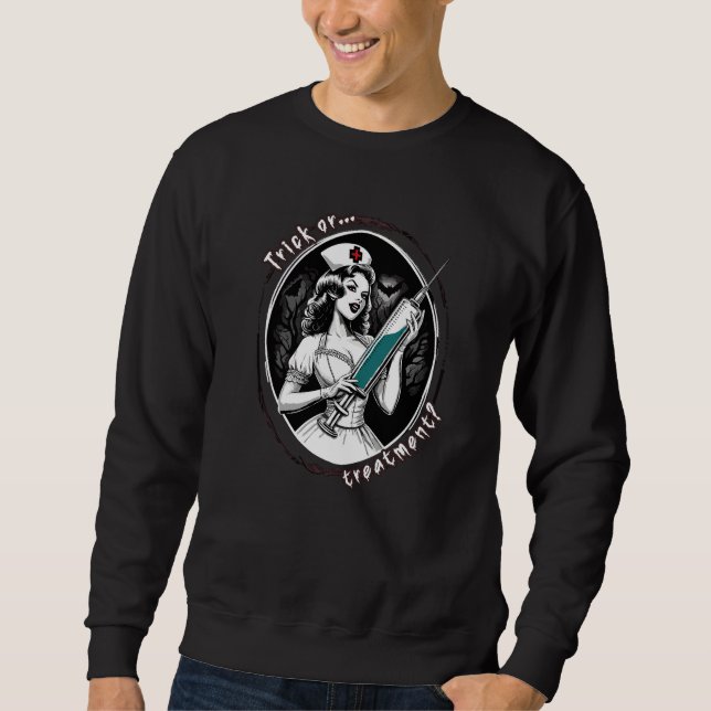 Halloween Nurse Lång Ärmad Tröja (Framsida)