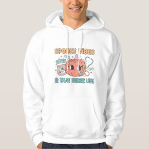 Halloween Nurse Life Illustration Spooky Vibes Hoodie
