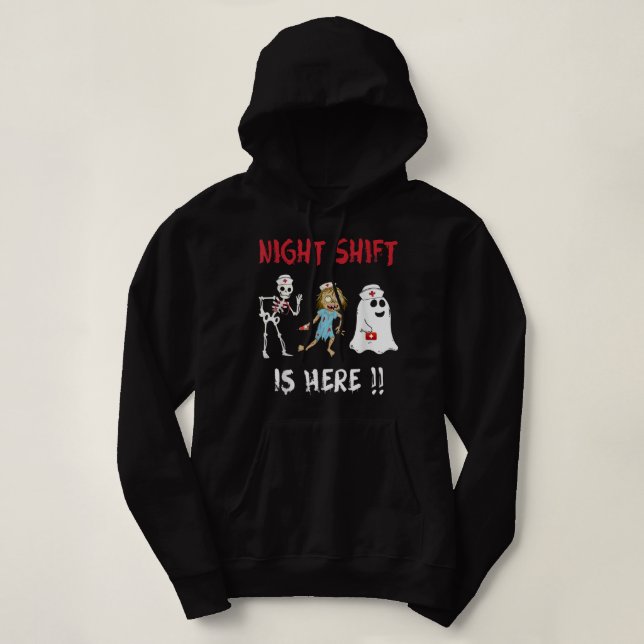 Halloween Nurse Nattskift är här Ghost Skeleton T Shirt (Design framsida)